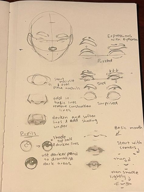 Drawing Face Styles, Comic Faces Sketch, How To Draw Facial Features, Head Guidelines Drawing, Drawing Cheat Sheet, Drawing Basics For Beginners, Different Face Shapes Drawing, Simple Comic Art Style, Body Study Drawing