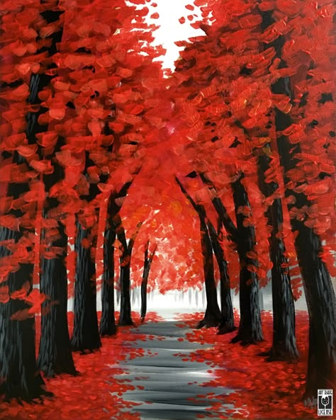 Late Summer Painting Ideas, Fall Painting Class Ideas, Fall Wine And Paint Ideas, Fall Themed Paint And Sip, Sip And Paint Fall Ideas, Paint And Sip Pictures, Fall Paint And Sip Ideas Easy, Acrylic Autumn Paintings, Wine And Paint Ideas