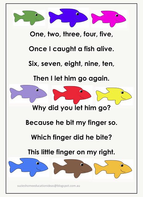 Printable Number Rhyme and fish template -  learning about numbers, matching, counting, addition, colours and more! Number Rhymes Preschool, Number Songs Preschool, Ocean Preschool, Preschool Ocean, Number Song, Number Learning, Ocean Theme Preschool, Children Songs, Learning Preschool