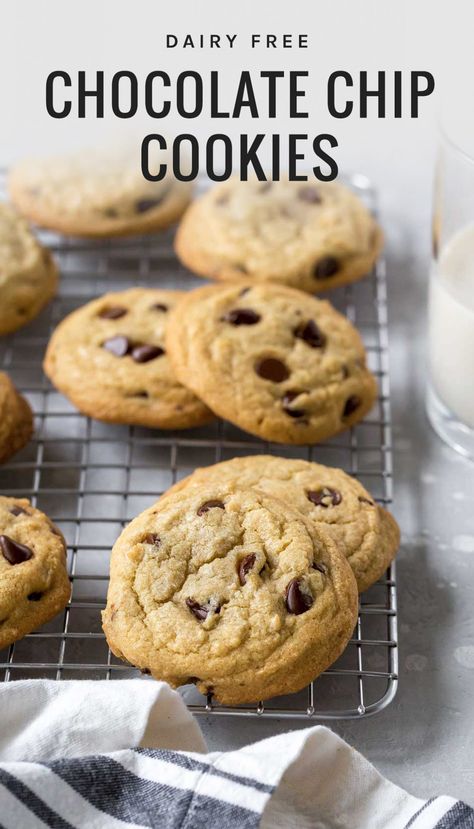 No Dairy Cookies Recipes, Dairy Free Dessert Cookies, Best Dairy Free Chocolate Chip Cookies, Vegan Chocolate Chip Cookies No Butter, Non Dairy Chocolate Chip Cookies, Butter Free Chocolate Chip Cookies, No Dairy Cookies, Best Dairy Free Cookies, Butter Free Cookies