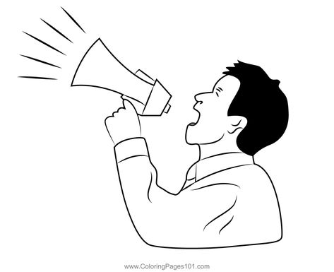 Man With A Megaphone Coloring Page Megaphone Drawing, Man With Megaphone, Men Coloring Pages, Person Drawing, Hand Hygiene, Girls Room Decor, Free Kids