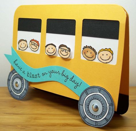 kids on a bus Bus Craft, Bus Crafts, Transportation Crafts, Diy Preschool, Teachers Day Card, Bus Card, Back To School Crafts, Teacher Cards, Shaped Cards