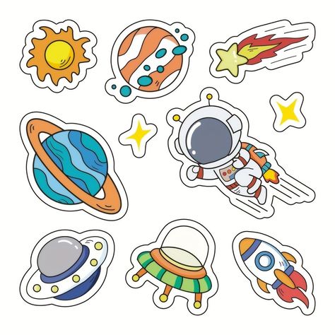 Space Stickers Printable, Stiker Aestetic, Stiker Printable, Baby Nursery Decals, Notebook Decoration, Maps Aesthetic, Waterproof Notebook, Class Birthdays, Cute Scrapbooks