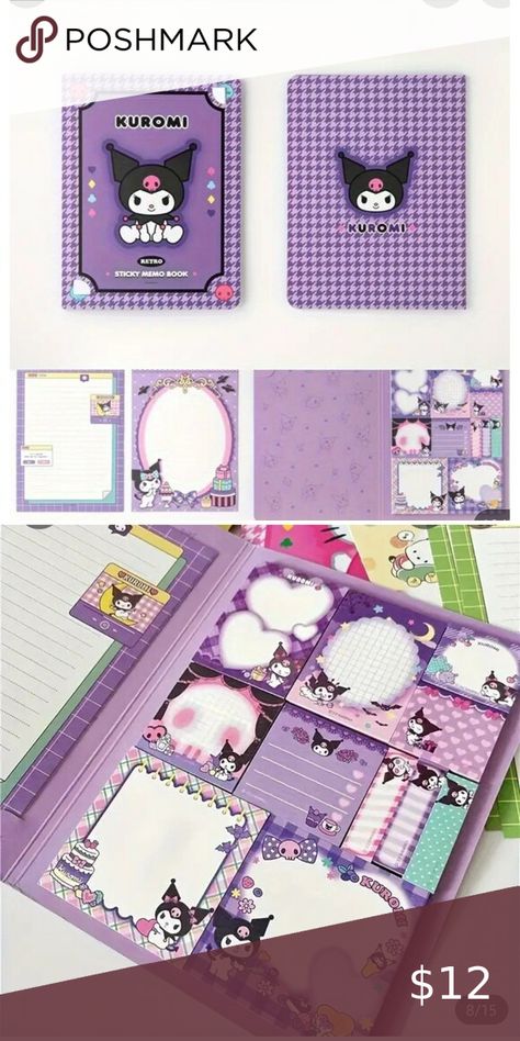 Purple Kuromi sticky memo book Stationary Set Purple Sanrio, Purple Kuromi, Stationary Set, Sanrio Kuromi, Purple, Jewelry Watches, Books, I Love, Outfit Inspo