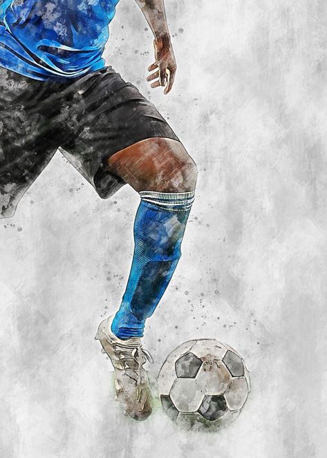 'Football 1' Poster by Mateusz Ślemp | Displate Boy Room Poster, Football Paintings, Boys Room Design, Sports Painting, Soccer Art, Football Illustration, Football Art, Football Poster, Football Pictures