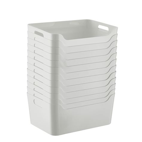 Plastic Storage Bins with Handles | The Container Store Free Pantry Labels, Nola House, Rolling Storage Bins, Supply Closet, Storage Pantry, Pantry Remodel, Pantry Makeover, Pantry Organizers, Pantry Shelving