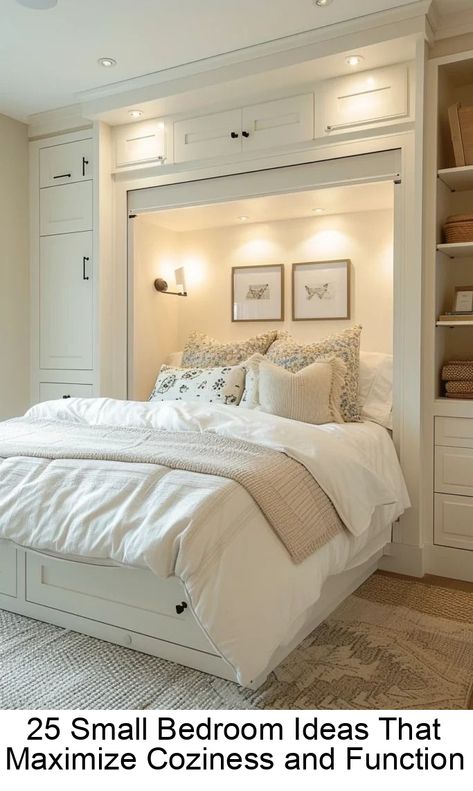 Creating a cozy and functional small bedroom can be a delightful challenge. Here are 25 ideas to transform your compact space into a comfortable haven. Let& ... #closet #organization #ideas Bedroom Ideas With Ikea Furniture, Storage Beds For Small Rooms, Bedroom Layout For Small Rooms, Small Cozy Bedroom Aesthetic, Small Bedroom Storage Ideas Space Saving, Barndo Bedroom, Small Bedroom Ideas Layout, Ikea Small Bedroom Ideas, Tiny Bedroom Layout