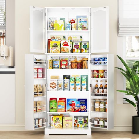 64  Kitchen Storage Cabinet  Tall Kitchen Pantry Storage Cabinet with Doors and Shelves  Food Pantry Pantry Cabinet Free Standing, Cabinet Tall, Storage Cabinet With Doors, Kitchen Storage Cabinet, Tall Kitchen, Kitchen Pantry Storage Cabinet, Pantry Storage Cabinet, Cabinet With Doors, Kitchen Pantry Storage