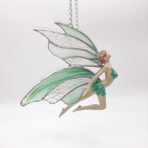 Beautiful Fairy Wings, Stained Glass Window Hangings, Beautiful Fairy, Stained Glass Window Hanging, Garden Ornament, Stained Glass Designs, Beautiful Fairies, Fairy Wings, Stained Glass Window