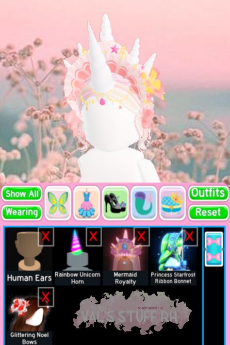 For every precious unicorn Rh Combos, Rh Hacks, Royals High, Royale High Journal Ideas, Royal High Outfits Ideas Cheap, Stickers Food, Rh Outfits, Rh Design, Mermaid Accessories