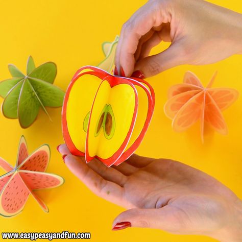 3D paper fruit craft templates that are the r craft for kids both for decoration or for making a set of pretend play fruit with your kids. 3d Paper Fruit, Paper Fruit, Fruit Crafts, Kraf Kertas, Paper Crafts For Kids, Craft For Kids, Childrens Crafts, Paper Crafts Diy Kids, Origami Crafts