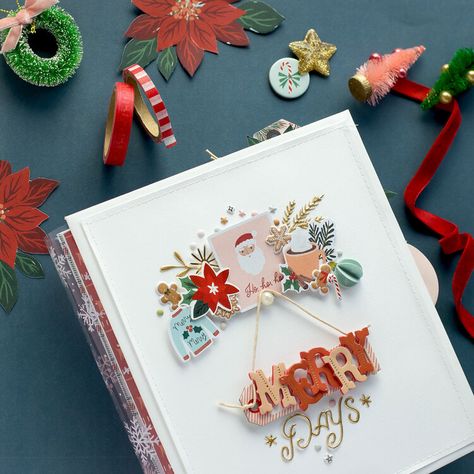 December Daily Printables, Bea Valint, December Daily Ideas Inspiration, Cover Foundation, Christmas Mini Albums, Mini Album Tutorial, Christmas Albums, Puffy Stickers