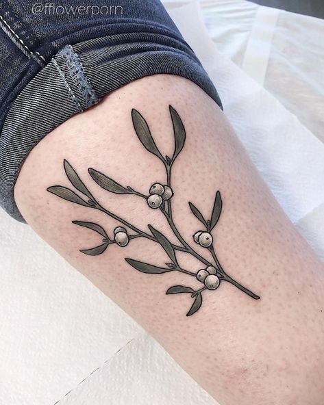 Olga Nekrasova, Mistletoe Tattoo, Tattoos Plants, Mistle Toe, Meaning Tattoos, Larkspur Flower, State Flowers, Flower Tattoo Meanings, Tattoo Symbols