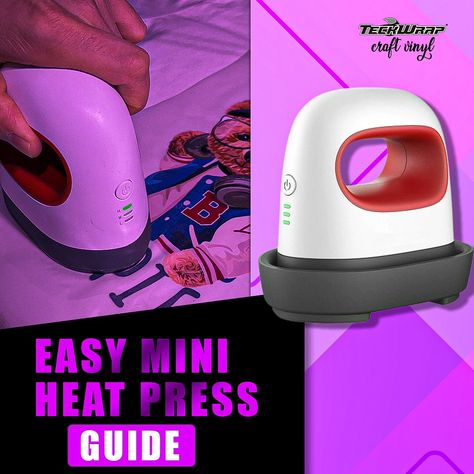 EasyPress Mini Heat Press Guide Cricut Easy Press Mini, Easy Press Mini, Mini Heat Press, Cricut Easy Press, How To Use Cricut, Glitter Heat Transfer Vinyl, Heat Press Machine, Patterned Vinyl, Press Machine