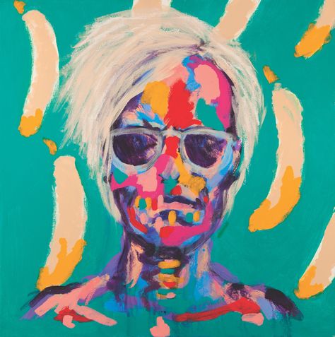 "Andy’s Bananas II," 2015 Acrylic on canvas  Colorful acrylic painting by street artist/painter Bradley Theodore. Bradley Theodore, Colorful Acrylic Painting, Paintings Artwork, Anna Wintour, Outsider Art, Art Street, Street Art Graffiti, Street Artists, Love Painting