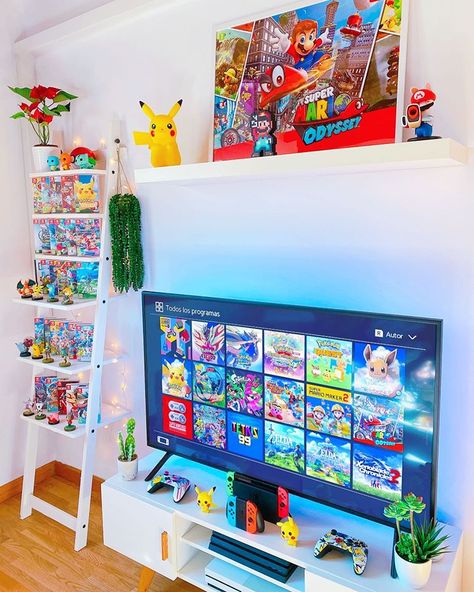 Nintendo Room, Video Game Room Decor, Pokemon Room, Geek Room, Small Game Rooms, Gaming Room Ideas, Gaming Rooms, Setup Gaming, Video Game Room Design