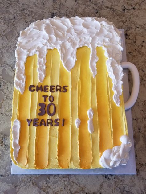 Beer Mug Sheet Cake 30th Bday Cake For Men Turning 30, Beer Mug Pull Apart Cupcake Cake, Beer Sheet Cake, 50th Birthday Cake Sheet, 30th Birthday Sheet Cake Men, Sheet Birthday Cake For Men, Mens Birthday Sheet Cake, Sheet Cakes For Men, Rectangle Cake Designs For Men