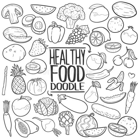 Food Doodle, Doodle Icons, Food Doodles, Cartoon Doodle, Food Cartoon, Doodle Icon, Colouring Pics, Art Cartoon, Hand Draw