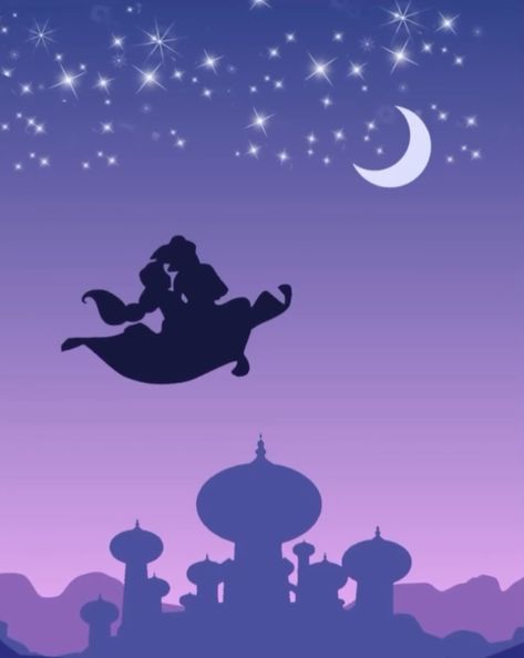 Aladin Wallpaper Aesthetic, Aladdin And Jasmine Aesthetic, Aladin Wallpaper, Aladdin Background, Jasmine Silhouette, Aladdin Poster, Aladdin Aesthetic, Aladin Disney, Disney Painting