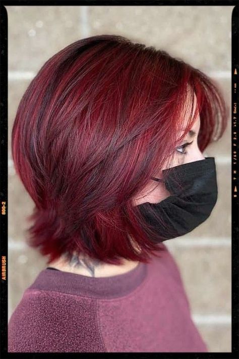 Wolf Cut Hair - Hot Spicy Red Short Wolf Hair Shorthair Wolfcut, Red Hair Bob Cut, Short Wolf Hair, Red Bob Hair, Wolf Hair, Short Layered Bob Hairstyles, Layered Bob Short, Airbrush App, Layered Bob Hairstyles