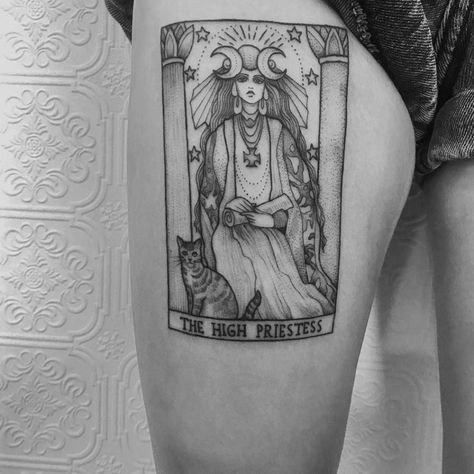 Anka Lavriv tattoo - Brooklyn | Tarot tattoo, Esoteric ... #womentattoos #tattooideas Esoteric Tattoo, Moon Tarot Card, Tarot Card Tattoo, Tarot Tattoo, Card Tattoo Designs, The Moon Tarot Card, The Moon Tarot, Best Tattoos For Women, High Priestess