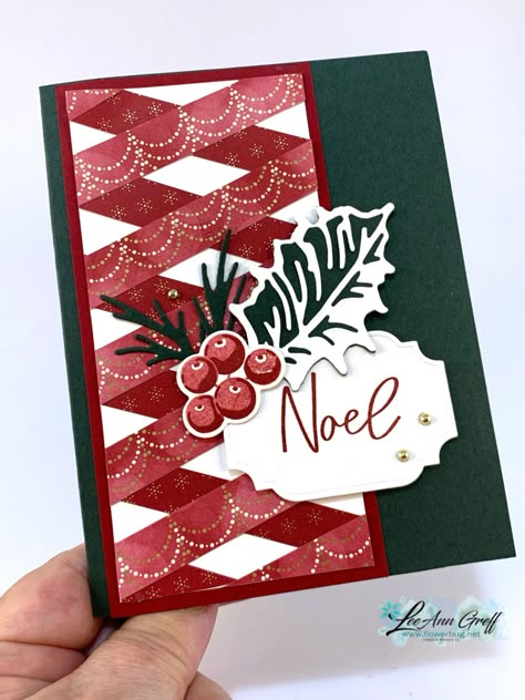 Ribbon Cards Handmade, Christmas Card With Ribbon, Ribbon Twist Card Technique, Double Twisted Ribbon Technique, Twisted Ribbon Card Technique, Fractured Card Technique Christmas, Stampin Up Twisted Ribbon Technique, Twisted Ribbon Christmas Cards, Twisted Ribbon Card