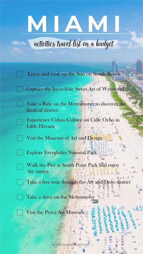 Things To Do South Beach Miami, Miami Trip Packing Lists, Miami Places To Take Pictures, Downtown Miami Things To Do, Miami Honeymoon Ideas, Miami Must See, Miami Itenary, Things To Do In Miami Beach, Miami Activities Things To Do