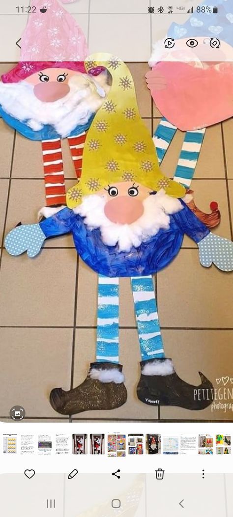 Gnome Paper Craft, Christmas Projects For Kids, Winter Art Lesson, Preschool Art Projects, Christmas Art Projects, December Crafts, Preschool Christmas Crafts, Christmas School, Kindergarten Crafts