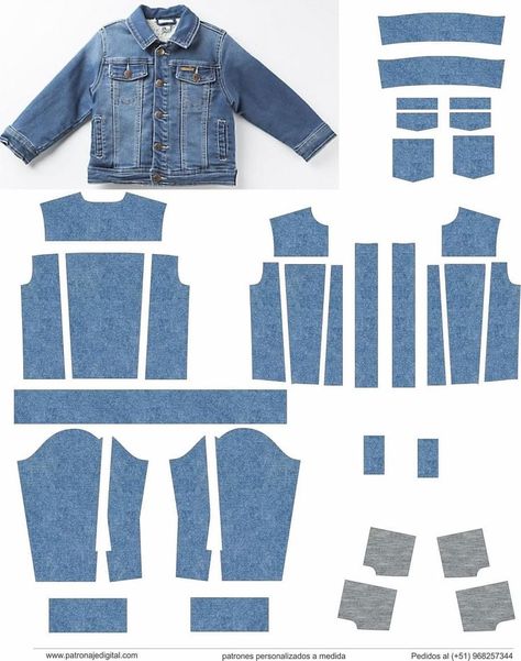 Jeans Jacket Pattern, Sewing Denim Jacket, Doll Jacket Pattern, Diy Denim Jacket Ideas, Clo3d Patterns, Jean Jacket Sewing Pattern, Denim Jacket Sewing Pattern, Diy Jeans Jacket, Jean Jacket Pattern