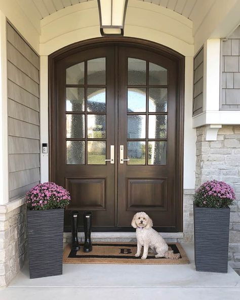 My Arched Real Wood Double Doors: Pros ... Exterior Siding Options, Wood Front Entry Doors, Double Front Entry Doors, Double Doors Exterior, Custom Front Doors, Siding Options, Wood Entry Doors, Double Front Doors, Double Entry Doors