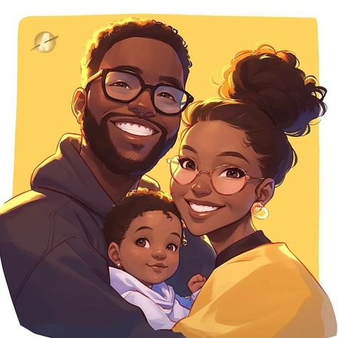 Black Family Cartoon, Couple Illustrations, Simple Sketches, Cartoon Picture, Family Decals, Black Afro, Black Family, Black Couple, Church Graphic Design