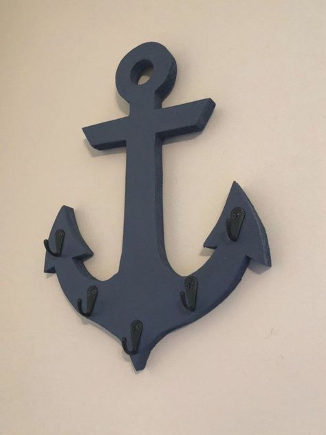 Beachy Decorations, Anchor Bathroom, Nautical Bathroom Design Ideas, Nautical Decor Bedroom, Anchor Wall Art, Wooden Anchor, Nursery Nautical, Wood Anchor, Frappe Recipe