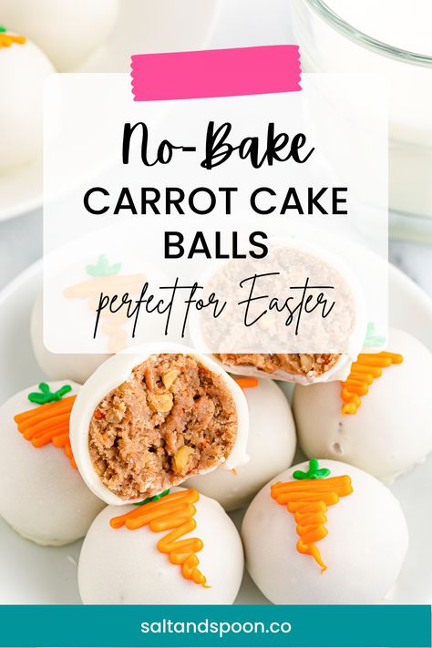 No-bake carrot cake balls are a delicious and easy-to-make dessert that combines the classic flavors of carrot cake with the convenience of bite-sized treats. These sweet and creamy cake balls are made with a simple combination of carrot cake mix, cream cheese, and chopped walnuts, which are then coated in a layer of colorful candy melts. No Bake Carrot Cake Truffles, Cake Mix Cream Cheese, Carrot Cake Truffles, Carrot Cake Balls, Creamy Cake, Homemade Carrot Cake, Baked Carrots, Best Carrot Cake, Easy To Make Desserts