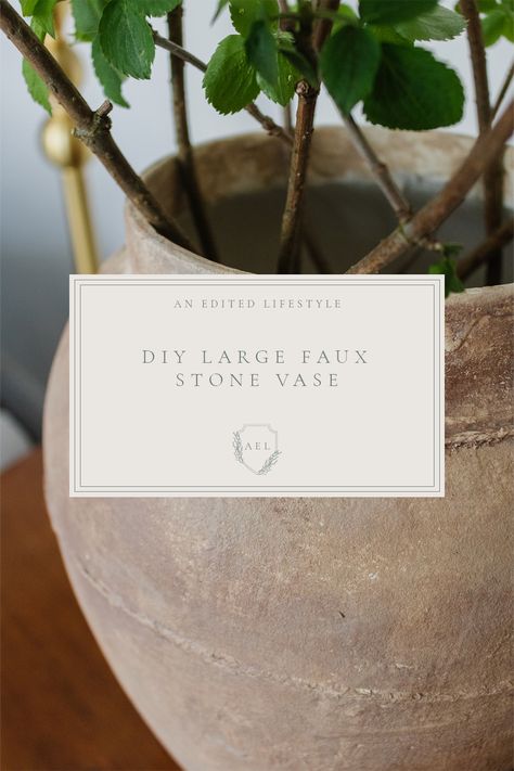 DIY Large Stone Vase Faux Stone Lamp Diy, Anthropologie Decor, Vase Project, Diy Interior Decor, Stone Lamp, Stone Vase, How To Craft, Large Stone, Interior Design Diy