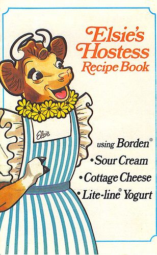 Borden - Elsie the Cow recipe book Elsie The Borden Cow, Cow Advertising, Baking Images, Retro Advertisements, Elsie The Cow, Recipe Book Covers, Michigan History, 1970s Childhood, Jersey Cow