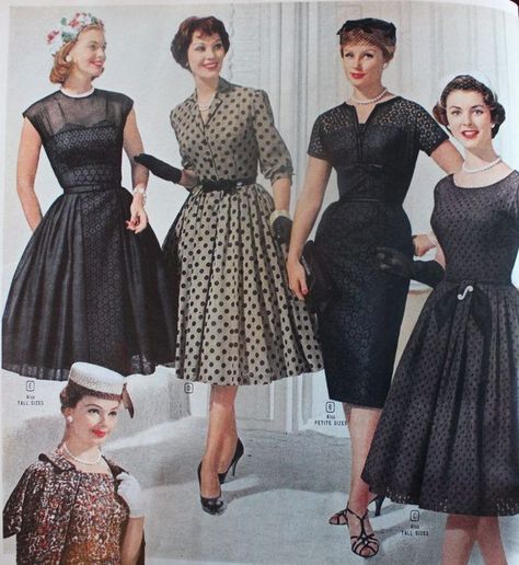 Simple black evening swing dresses, 1960s #LivingInThe1960s 1960 Party, 1960s Fashion Dress, Party Dress Code, Mothers Gowns, 1960s Dresses, 1960 Dress, 1960 Fashion, Fashion 1960s, Fifties Fashion