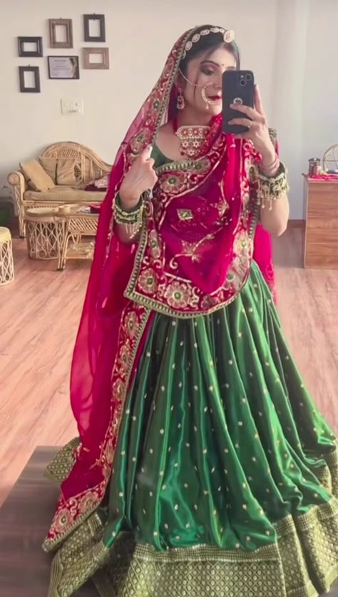 Middle Class Family, Rajasthani Lehenga, Bride Fashion Illustration, Suits For Women Indian, Chaniya Choli Designs, Rajasthani Bride, Class Family, Rajasthani Dress, Indian Bride Makeup