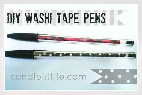 In light of these “Back to School” days, I thought now would be a good time to post this super quick and easy tutorial for personalizing a simple BiC pen. The only supplies you need for this are: A basic BiC Cristal pen Crafters Tape Now that you have the supplies you need, here … Washi Tape Projects, Diy Washi Tape, Diy Tape, Bic Pens, Washi Tape Cards, Tape Projects, Washi Tape Ideas, Washi Tape Crafts, Pen Diy