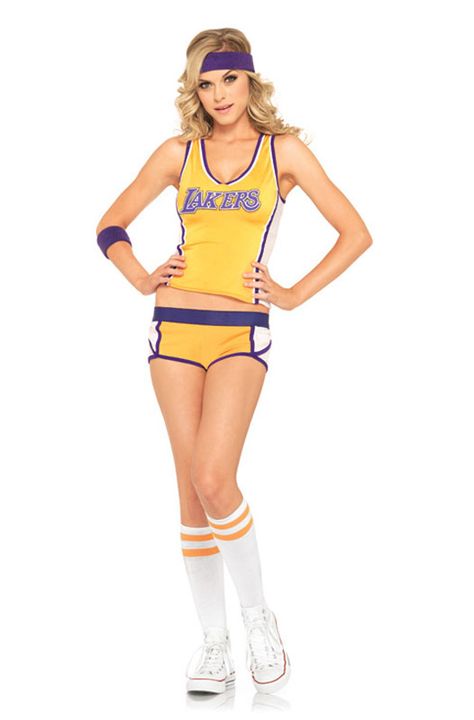 Retro Lakers Set Adult Costume for Halloween - $54.95 #nba #lakers Basketball Costume Womens, Basketball Player Costume, Basketball Costume, Cheer Costumes, Adult Women Halloween Costumes, Nba Cheerleaders, Lakers Girls, Sports Costume, Cheerleader Costume