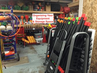 Read these top 10 equipment and inventory organization tips for your PE equipment room. Free inventory template included! Pe Storage Ideas, Gym Storage Ideas, Pe Equipment, Organize Posters, Teacher Storage, Sports Equipment Organization, Sports Equipment Storage, Closet Room Organizer, Inventory Organization