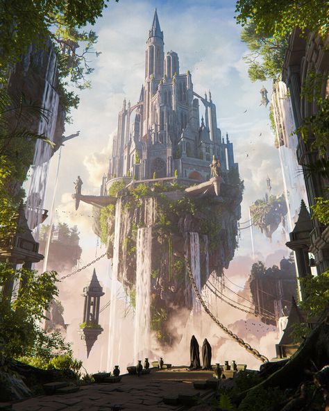 ArtStation - Skybound Castle (With Max Hay) Fantasy Backgrounds, Fantasy Background, Castle Art, World Ideas, Fantasy Worlds, Fantasy Castle, Fantasy City, Fantasy Places, Development Board