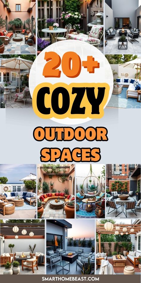 Create your perfect retreat with these 20+ cozy outdoor spaces. From inviting patios to serene garden nooks, these ideas will transform your backyard into a relaxation haven. Outdoor Patio Set Up, Cozy Patio Furniture, Cozy Outdoor Spaces, Nautical Rope Decor, Garden Nooks, Patio Set Up, Fall Apartment Decor, Serene Garden, Garden Nook