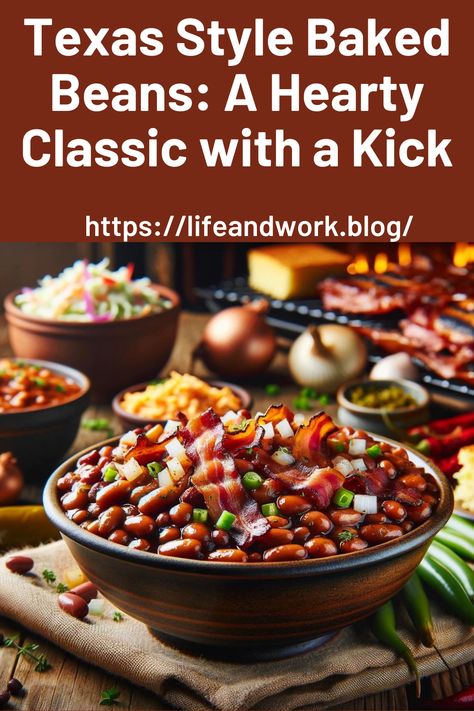 Texas Style Baked Beans A Hearty Classic with a Kick Texas Style Baked Beans, Texas Bbq Beans, Texas Baked Beans, Texas Baked Beans Recipe, Texas Beans, Texan Food, Spicy Baked Beans, Texas Cuisine, Cowboy Baked Beans