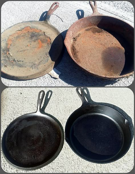 Cleaning Rusty Cast Iron, Cleaning Cast Iron Pans, Restore Cast Iron, Cleaning Cast Iron Skillet, Cleaning Cast Iron, Iron Cleaning, Cast Iron Skillet Cooking, Cast Iron Care, Cast Iron Pans