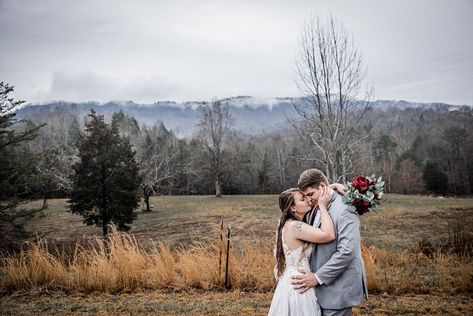 Tennessee weddings in February can be so beautiful with the Great Smoky Mountains as your backdrop! Join us for a micro wedding in the Smoky Mountains of East Tennessee any time of year! Chapel in the Hollow is close to Pigeon Forge and Gatlinburg as well as Cades Cove and Townsend. Our outdoor chapel has a woodsy charm and is surrounded by the mountains of East Tennessee. #smokymountainwedding #Gatlinburgwedding #outdoorwedding #Microwedding MicroWedding East Tennessee Outdoor Winter Rustic Wedding Chapel Ideas, Outdoor Chapel, Gatlinburg Weddings, Outdoorsy Couple, Smoky Mountain Wedding, Laid Back Wedding, Gatlinburg Tennessee, Cades Cove, Wedding Spot