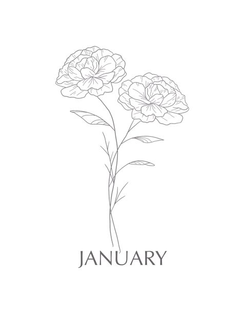 January carnation birth month flower art.  #art #aesthetic #january #birthday #birthmonthflower #birthmonthflowertattoo #tattoo #minimalist #custom #linework #lineart #linetattoo #fineline #finelinetattoo #linearttattoo #drawing #sketch #tattoo #carnations #flowertattoo #clipart #stenciltattoo #tattoodesign #carnationtattoo #aesthetictattoo #simpletattoo #birthdayflower #coloredtattoos #stencil #pencil #tattoosketch #flower #floral #flowerdrawing January Birth Flower Drawing, Carnation Line Drawing, Aesthetic January, Carnation Drawing, January Carnation, Carnation Tattoo, January Crafts, Tattoo Minimalist, January Birthday