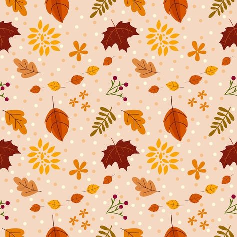 Autumn leaf pattern background | Premium Vector #Freepik #vector #pattern #squirrel #walnut #leaf-pattern Autumn Seamless Pattern, Fall Leaf Pattern, Leaf Motif Design, Autumn Pattern Illustration, Fall Leaf Background, Fall Postcard, Fall Leaves Background, Fall Leaves Pattern, Autumn Backgrounds