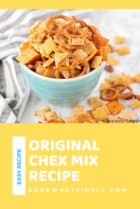 This classic homemade Chex mix recipe is so quick and easy to make, and so addictingly delicious that you won't be able to stop snacking on it!  In a few easy steps this recipe only takes minutes to prepare.   #chexmixrecipe #chexmix #homemadechexmix #easyrecipe #originalchexmix Original Chex Mix Recipe, Original Chex Mix, Homemade Chex Mix Recipe, Protein Clean Eating, Chex Mix Original, Cheerios Recipes, Chex Mix Recipes Original, Stop Snacking, Original Chex