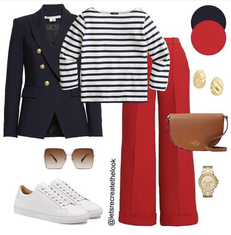 Red Trousers Outfit Casual, Red Trousers Outfit Classy, Trousers Outfit Work, Red Trousers Outfit, Wide Leg Pants Outfit Casual, 70's Outfit, Red Blazer Outfit, Outfit Ideas Everyday, Red Wide Leg Pants