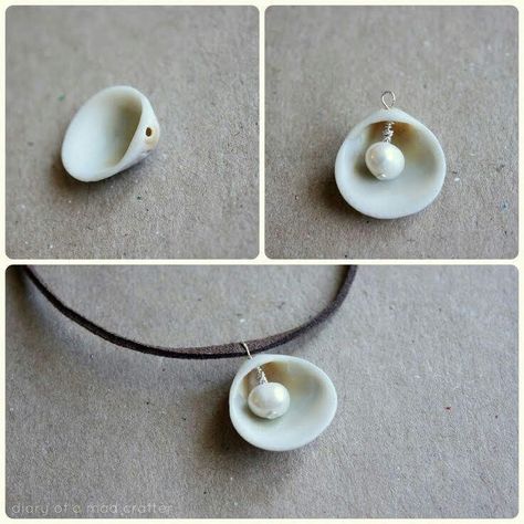 Shell Necklace Diy, Pearl In Shell, Beautiful Florida, Shells Diy, Necklace Shell, Diy Collier, Pearls Diy, Seashell Jewelry, Seashell Necklace